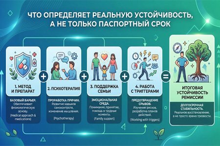 Инфографика с формулой устойчивой ремиссии